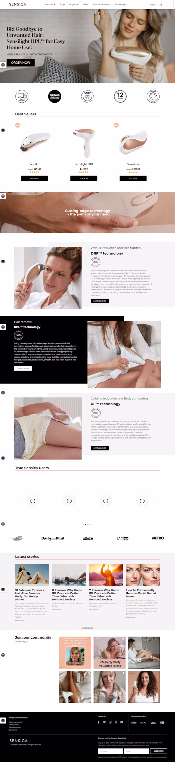 Custom Shopify Store Development for Sensica