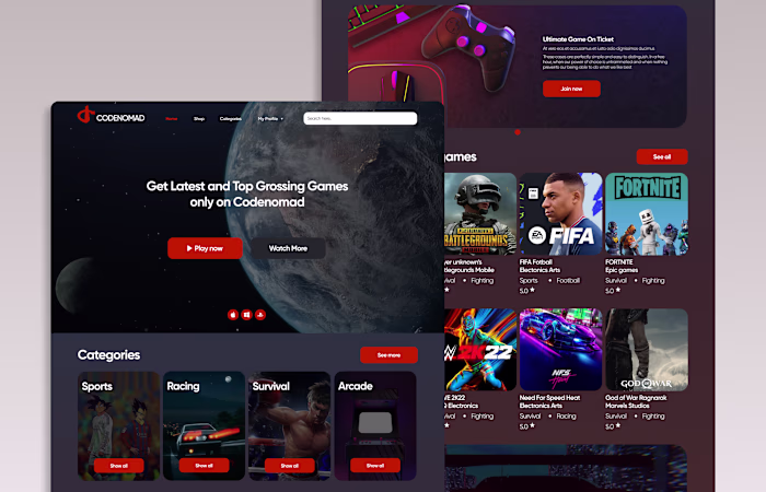 Gaming Website Template - CodeNomad