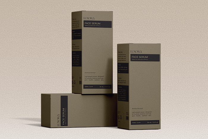Luxora Skincare Serum Packaging