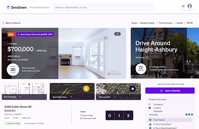 ZeroDown Listings Page