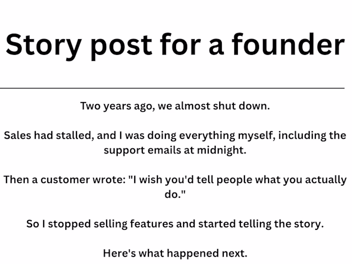 Sample work: a founder story