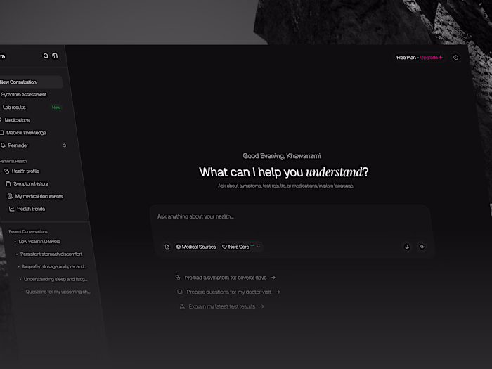 Nura: AI Healthcare Chatbot Dashboard Design