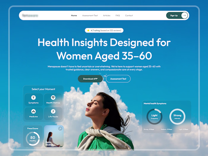Menopause App Landing Page – Hero Section Design
