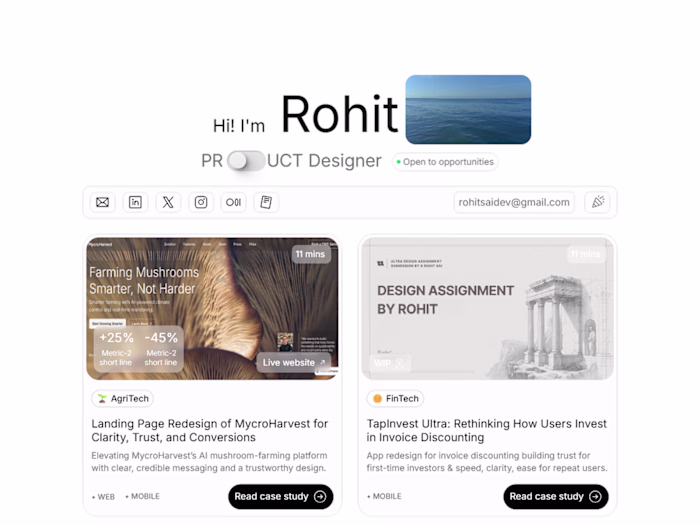 Rohit Sai | Framer Web & UI/UX Designer Portfolio