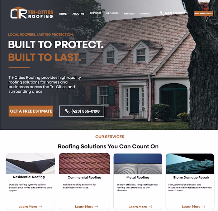 A modern homepage design created
