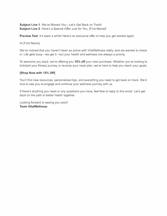 We Miss You - Re-Engagement Email