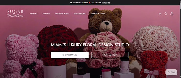 Online store for Sugar Collections, luxury florist in Miami