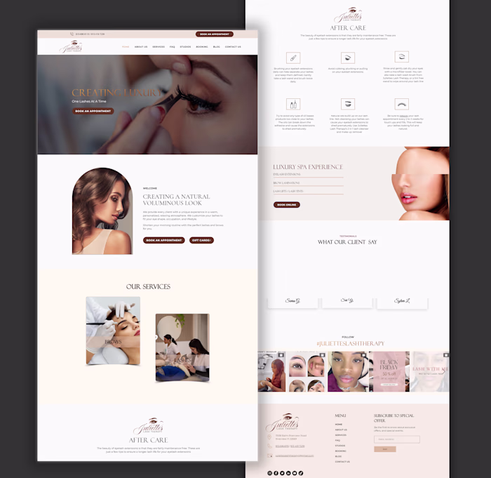 Eyelashes and brows Wix Website Design