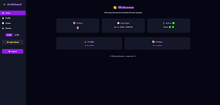 Features:
• JWT Authentication
• Protected Routes
•