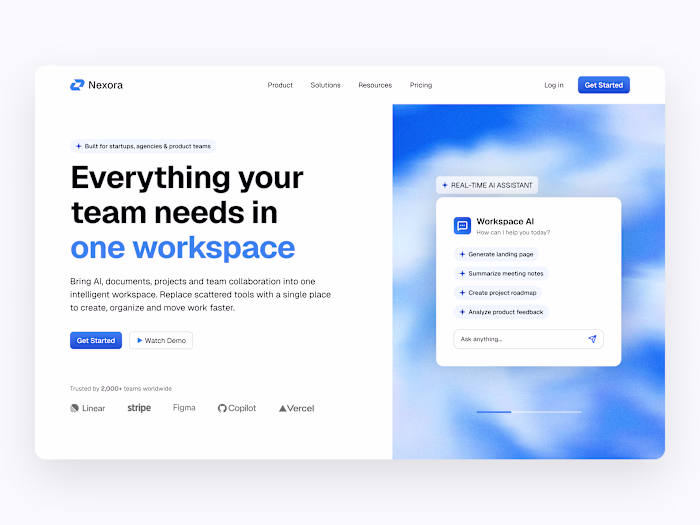 Nexora, AI Workspace Hero Section