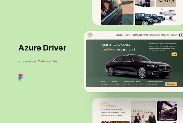 Azure Driver Rental Cars services Landing page