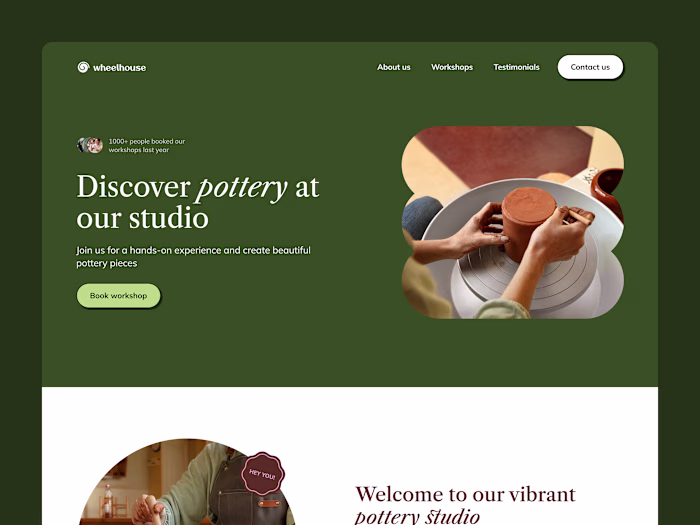 Landing page for Pottery Workshops