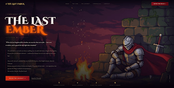 The Last Ember - Dark Fantasy Game Website UI
