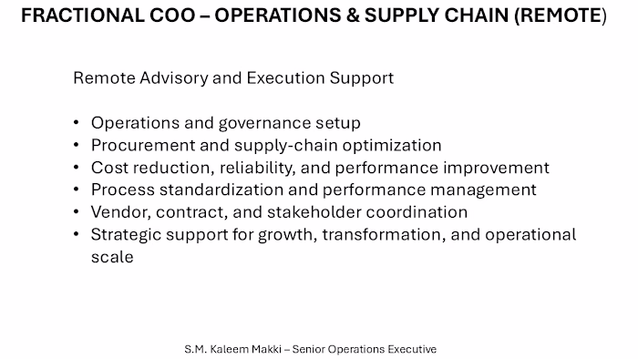 FRACTIONAL COO – OPERATIONS &