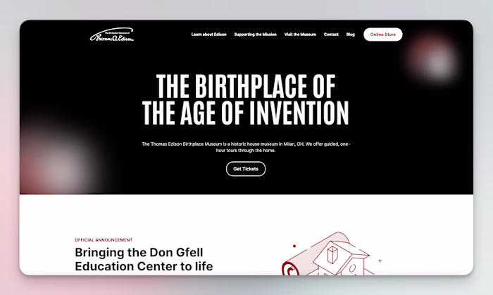 Website Design and Dev for the Edison Birthplace Museum