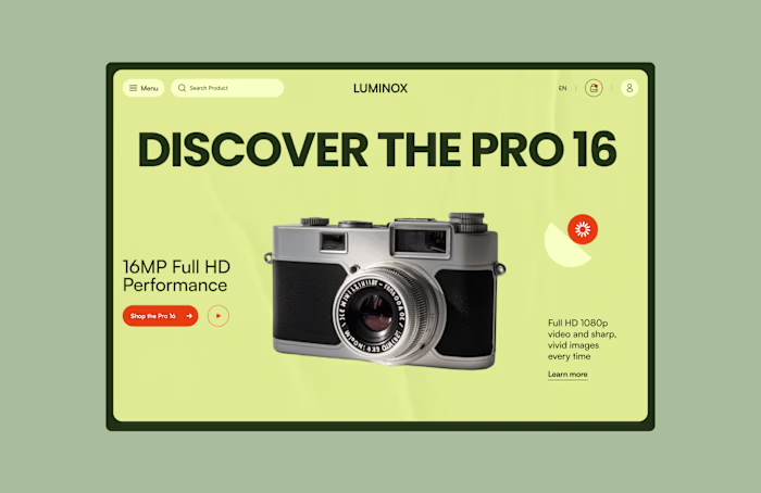 Luminox | Camera Product Landing Page Design | UI/UX