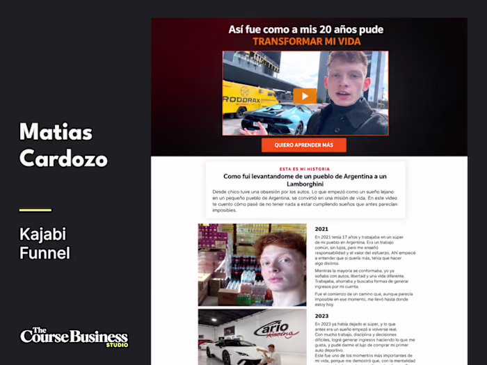 Kajabi Funnel Design & Implementation for Matias Cardozo