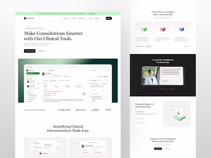 MedAssist AI Medical SaaS Landing Page Design