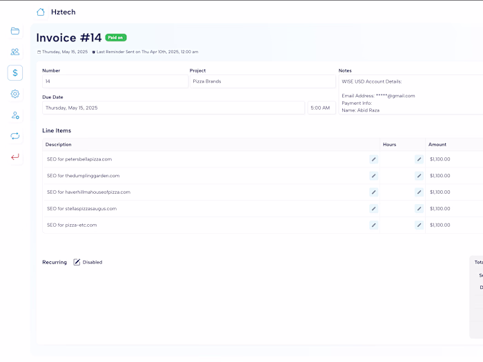 SaaS based Invoicing System on Bubble.io