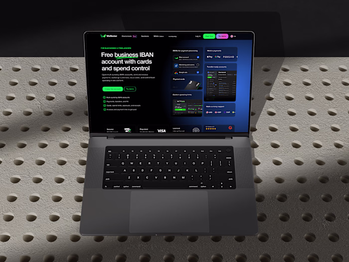B2B fintech landing page design for a card issuing platform
