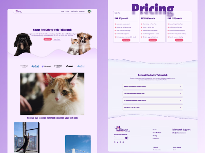 Tailswatch Landing Page Design Framer