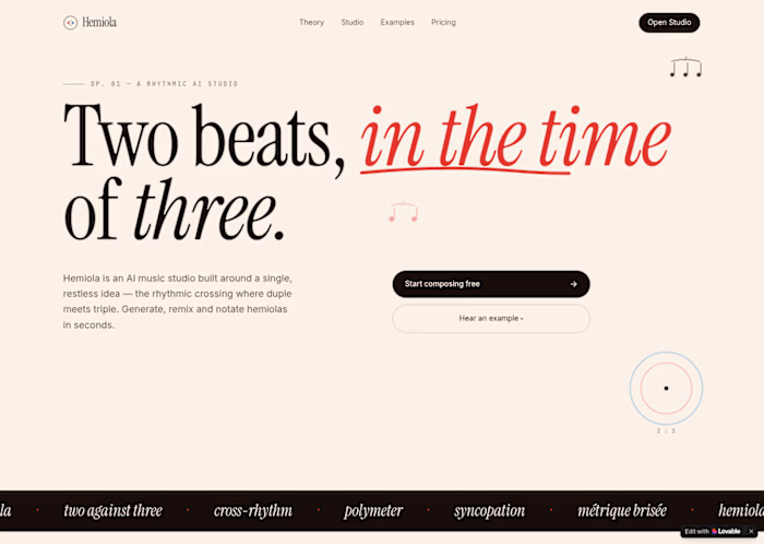 Hemiola is an experimental AI-powered