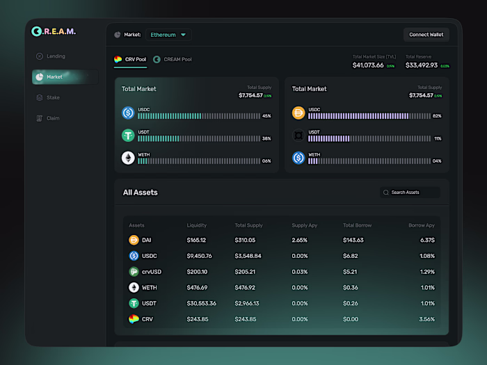 DeFi Lending Dashboard UI