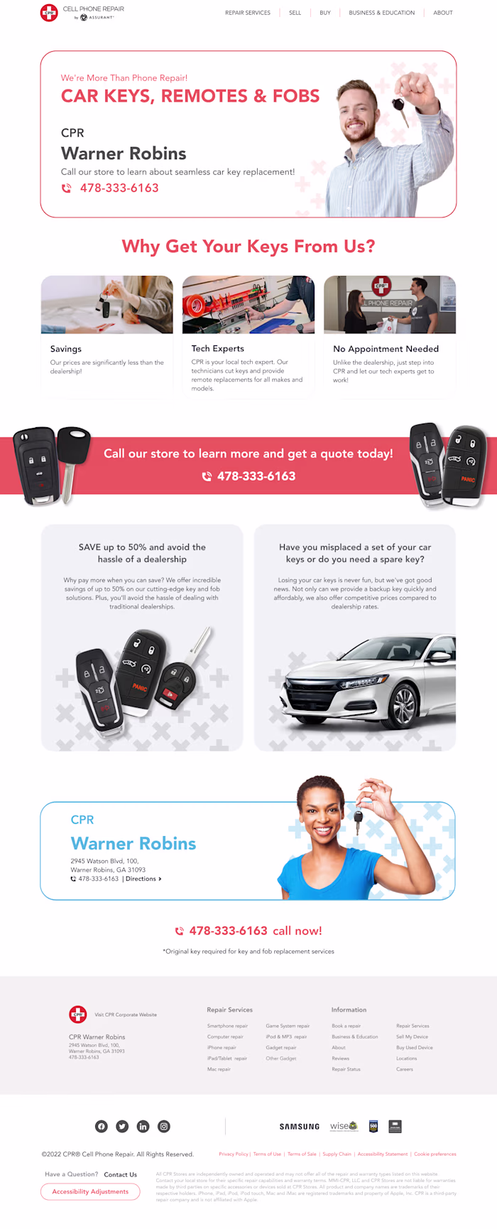 CPR Keys & Fobs Landing Page