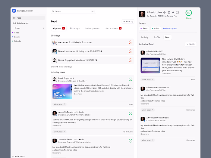 Relationship CRM - Contact Feed