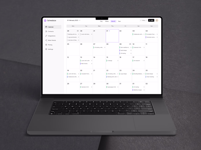 Schedulux - Web App Design