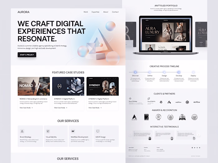 Aurora - Creative Agency & Portfolio Landing Page UI & UX De...