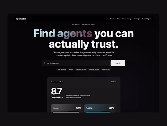 Agentvet — Directory & Benchmark Platform