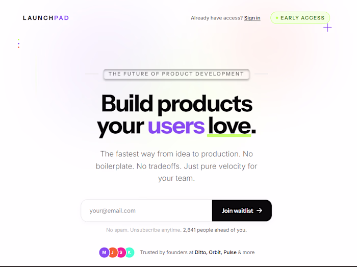 Product Launchpad (Landing Page)