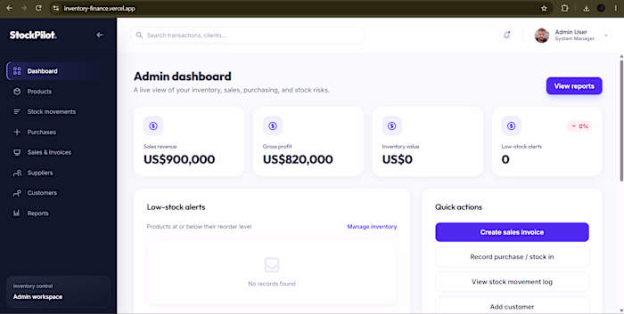 Inventory and Finance Management System