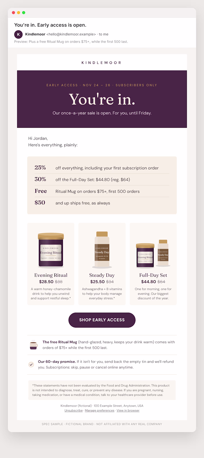 Spec BFCM Campaign: Supplement Brand