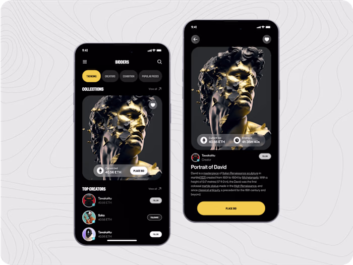 Crypto, NFT, Web3 UI UX design