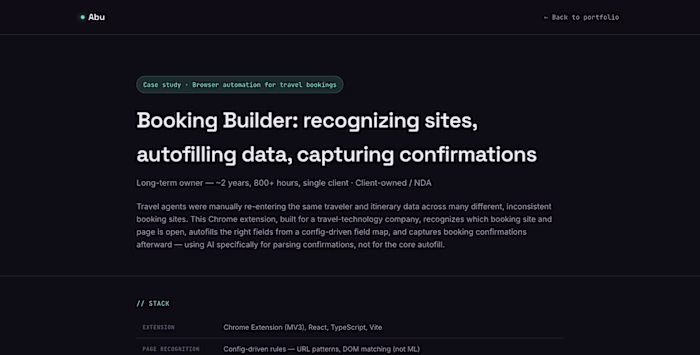 Booking Builder — internal Chrome