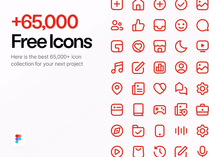 Free +65,000 Icons Pack: Outline Icons for Figma