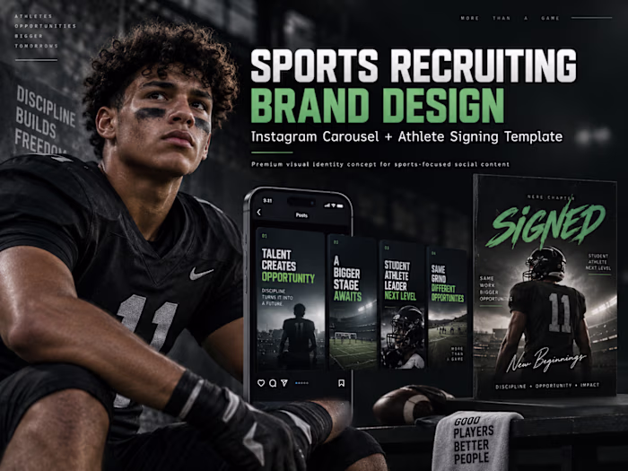Sports Recruiting Brand Carousel + Athlete Signing Template