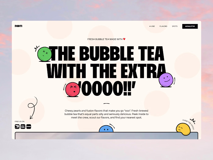 Bubble Tea Brand Landing Page Design