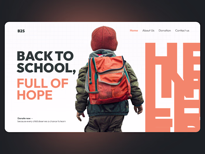 New landing page hero — "Back to School, Full of Hope" for a...