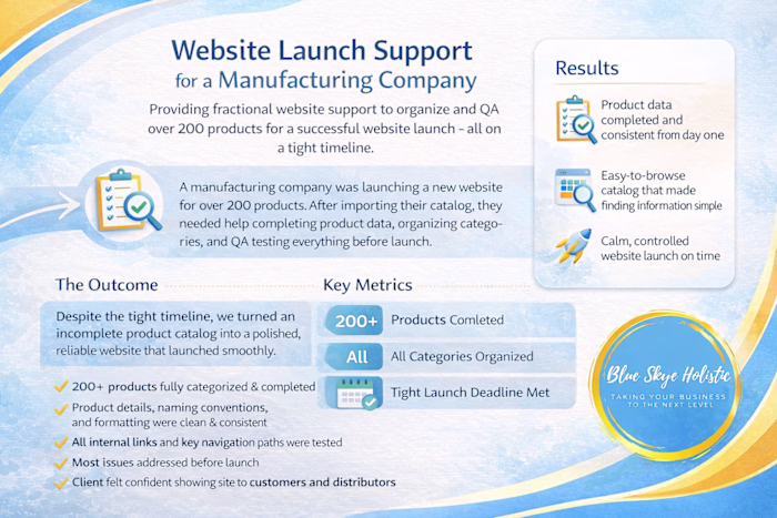Manufacturing Website Launch: 200+ Products Organized