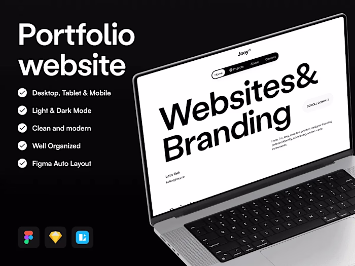 Joey: Personal Portfolio Website Template for Figma