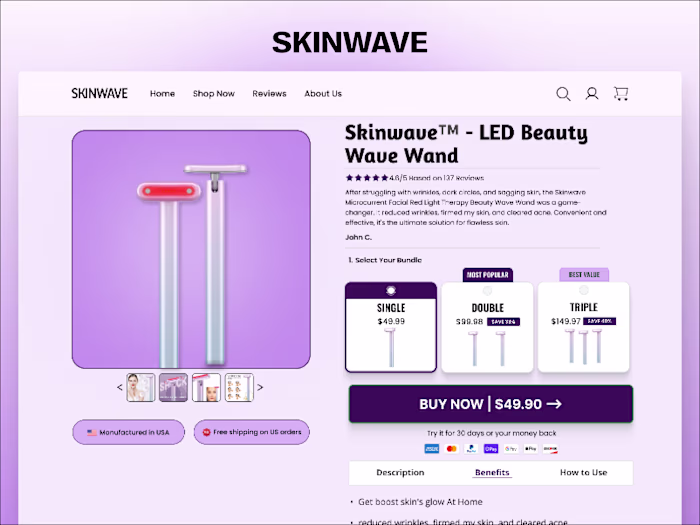 High-Converting DTC Landing Page for Skinwave