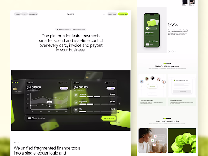 Kova - Fintech SaaS Landing Page