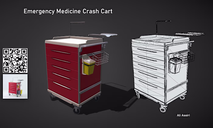 Emergency Medicine Crash Cart — 3D Prop