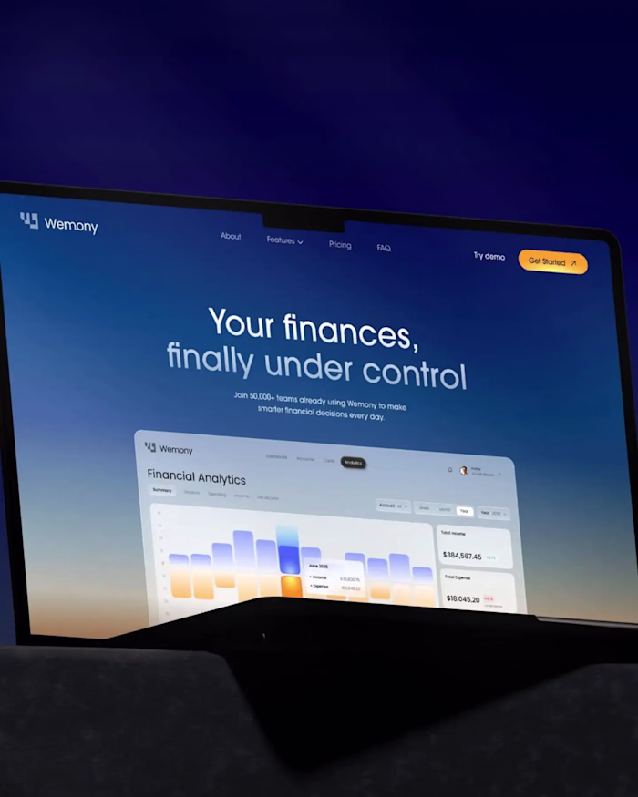 Financial Analytics Platform UI/UX Design for Wemony