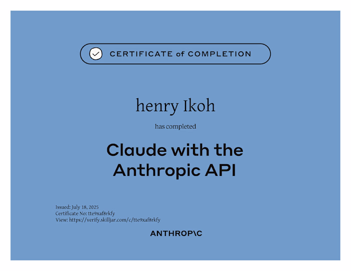 Claude API Development Course Completion