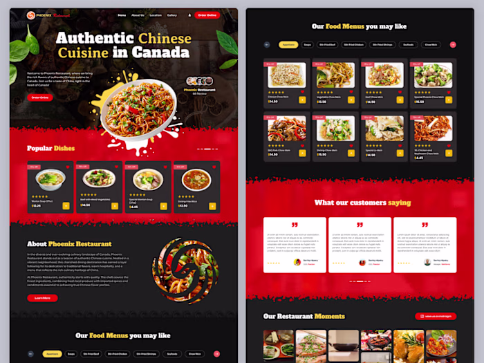 Phoenix Restaurant – Homepage Design