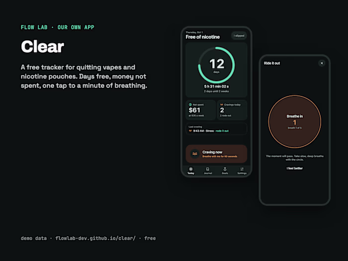 Clear: a free tracker for quitting vapes and pouches